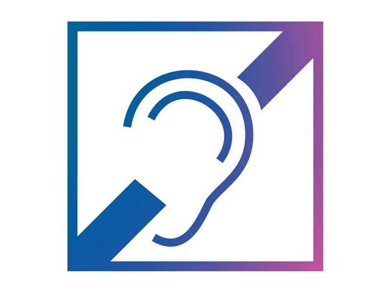Graphic in ISHA brand colours representing the hearing induction loop symbol.